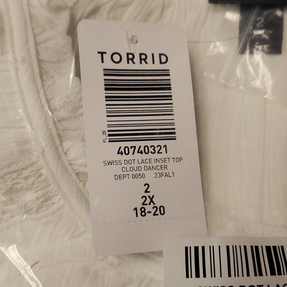 ❤️NWT VINTAGE TORRID TOP WASHABLE GAUZE LACE INSET BUTTON DOWN BLOUSON SLEEVE - Picture 12 of 14